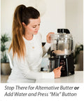 Three panel image of how to use the Nutramilk.